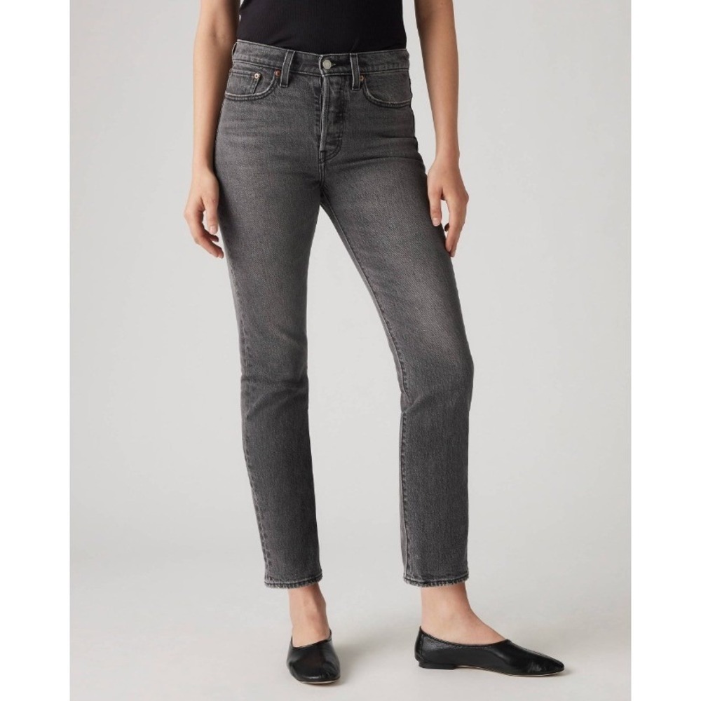 Levi Strauss Wedgie Fit High Rise Crop Black Denim Jeans Womens Size 25